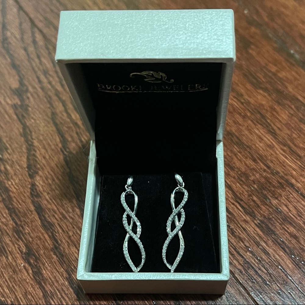 Brooke Jewelers Sterling Silver Diamond Earrings
